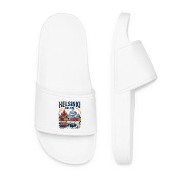 Helsinki Finland Cityscape With Cathedral And Tram - Women’s Pool Sliders - white - Front