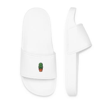 Grumpy Cactus in Pot - Women’s Pool Sliders - white - Front