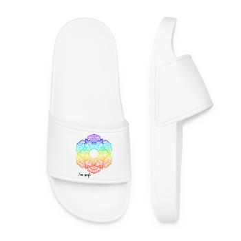 Rainbow Mandala Pattern - Women’s Pool Sliders - white - Front