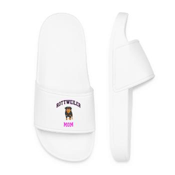 Rottweiler Mom Logo in Pink - Women’s Pool Sliders - white - Front