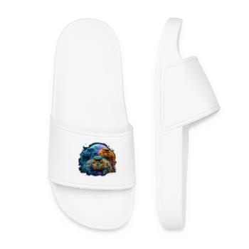 Araignées sauteuses Pleine Lune Kawaii Chibi Araignée Sauteuse - Claquettes Femme - blanc - Devant