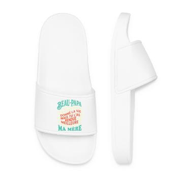 Beau-Papa Humour Cadeau Fête Des Pères Retro - Claquettes Femme - blanc - Devant