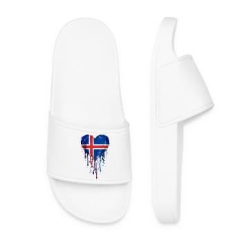 Peinture à l’aquarelle du drapeau nordique du cœur nordique islandais - Claquettes Femme - blanc - Devant