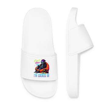 Skeleton Gamer Gaming Halloween - Women’s Pool Sliders - white - Front