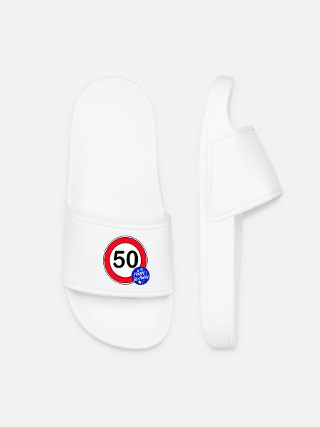 50th Birthday, 50 Years , Happy Birthday (25) - Women’s Pool Sliders - white