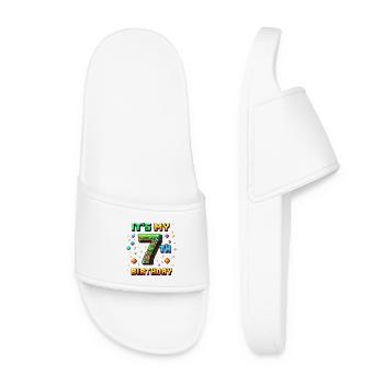 7th Birthday Kids Pixel - Women’s Pool Sliders - white - Front