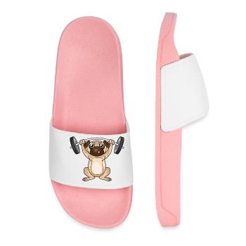 Dog Pug Training Weight Dumbbells Gift - Women’s Pool Sliders - light pink - Front