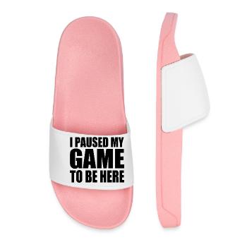 I PAUSED MY GAME TO BE HERE - Women’s Pool Sliders - light pink - Front