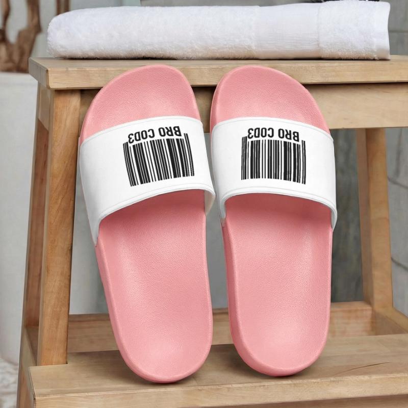 Bro Cod3 Barcode Design - Bro Code Women’s Pool Sliders