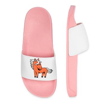Horse Cute Pony Foal Horse Girl Cute Comic - Women’s Pool Sliders - light pink - Front
