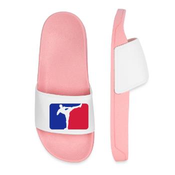 kickboxer logo bouclier cadre rouge bleu kickboxing ka - Claquettes Femme - rose clair - Devant