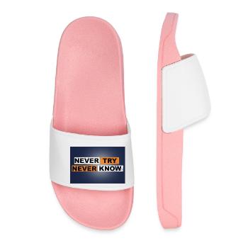 Never Try never know Motivation Quote Wall - Women’s Pool Sliders - light pink - Front