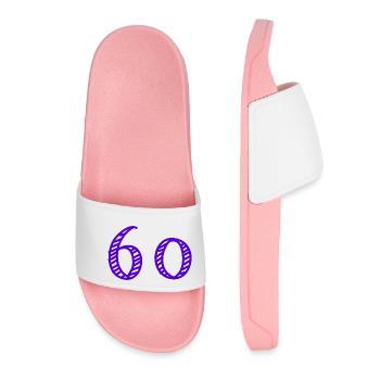 60 JAHRE. 60-JÄHRIGES JUBILÄUM. GEBURTSTAG 60 JAHRE. 60 - Frauen Badelatschen - Hellrosa - Vorne