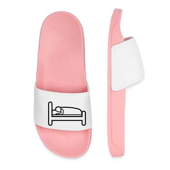 Sleeping Cap Bed Icon - Women’s Pool Sliders - light pink - Front
