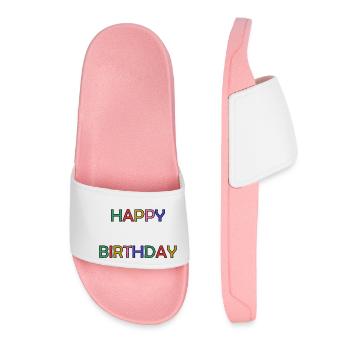 HAPPY BIRTHDAY. ANNIVERSAIRE. BON ANNIVERSAIRE - Claquettes Femme - rose clair - Devant