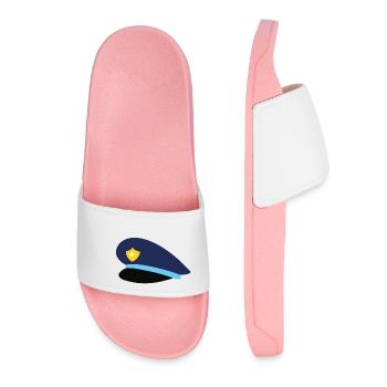 Police hat - Women’s Pool Sliders - light pink - Front