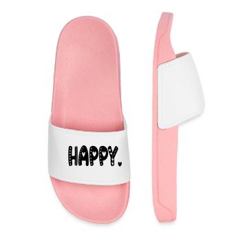 HAPPY - GLÜCKLICH - GLÜCKSELIGKEIT GEFÜHLE - Frauen Badelatschen - Hellrosa - Vorne