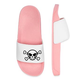 Totenkopf mit Knochen – Comic Skull Design - Frauen Badelatschen - Hellrosa - Vorne