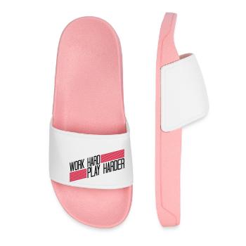 Play Harder logo - Women’s Pool Sliders - light pink - Front