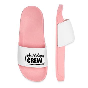Birthday Crew Matching Group Birthday Party Outfit - Women’s Pool Sliders - light pink - Front
