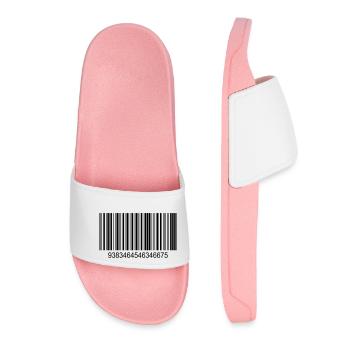Barcode / Strichcode in Schwarz mit Zahlen - Frauen Badelatschen - Hellrosa - Vorne