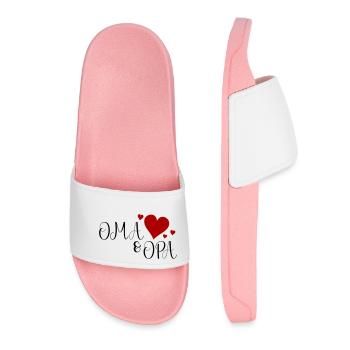 Oma und Opa Herz - Frauen Badelatschen - Hellrosa - Vorne