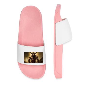 evil Minotaur monster dark horror scary Halloween - Women’s Pool Sliders - light pink - Front