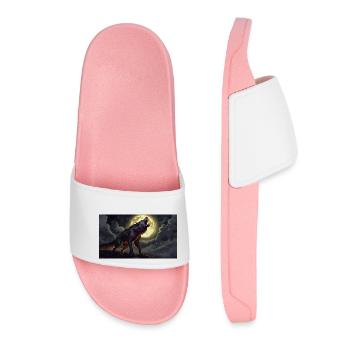 evil werewolf howls at the moon monster dark - Women’s Pool Sliders - light pink - Front