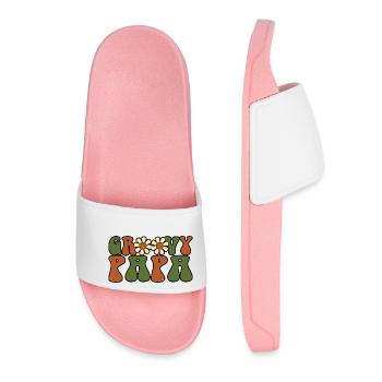 Retro Groovy Papa Passende Familien-Babyparty - Frauen Badelatschen - Hellrosa - Vorne