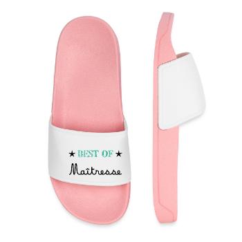 MERCI. MERCI MAÎTRESSE. CADEAU MAÎTRESSE. VACANCES - Claquettes Femme - rose clair - Devant