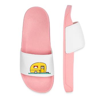 caravan. winnow. CAMPING CAR. camping. summer. humor. - Women’s Pool Sliders - light pink - Front