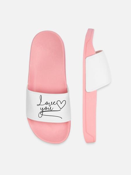 Ich Liebe Dich Love You Schriftzug - Frauen Badelatschen - Hellrosa