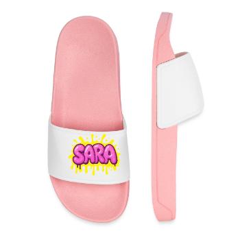 Graffiti SARA Name Gift Ideal Printable - Women’s Pool Sliders - light pink - Front