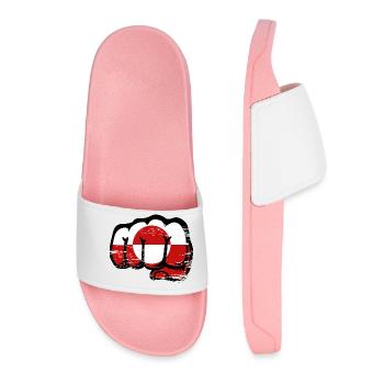 Greenland flag fist used - Women’s Pool Sliders - light pink - Front