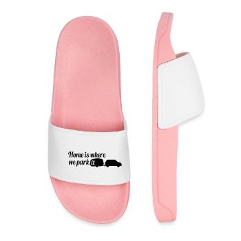 home is where we park it family live home from where - Women’s Pool Sliders - light pink - Front