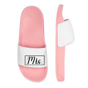 Mrs. Matching Couple Engagement Wedding Honeymoon - Women’s Pool Sliders - light pink - Front
