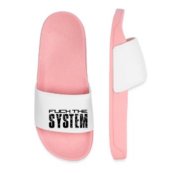 fuck the system text logo design spruch anarchie p - Frauen Badelatschen - Hellrosa - Vorne