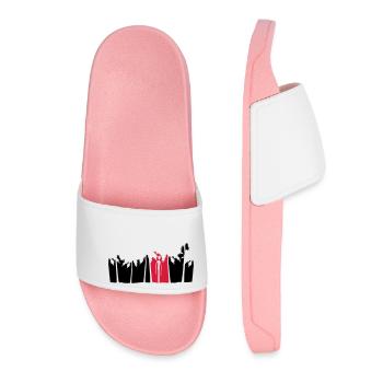 palms holiday island black alien man long arm - Women’s Pool Sliders - light pink - Front