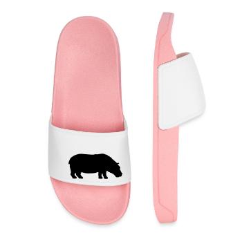 Hippopotamus silhouette design - Women’s Pool Sliders - light pink - Front