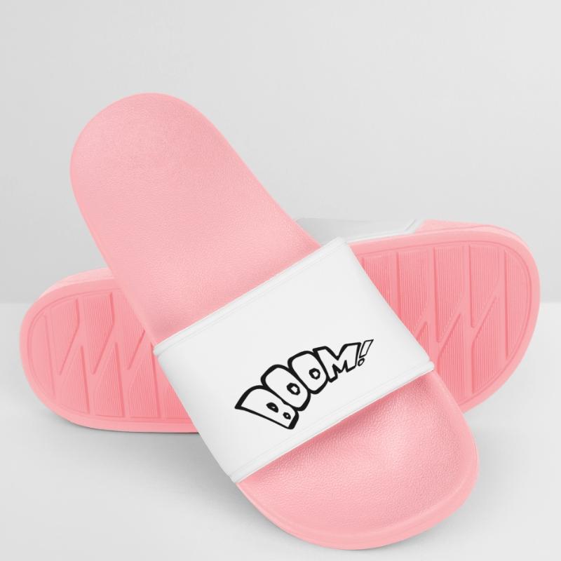 boom text fire hot tnt dynamite explode expl Women’s Pool Sliders