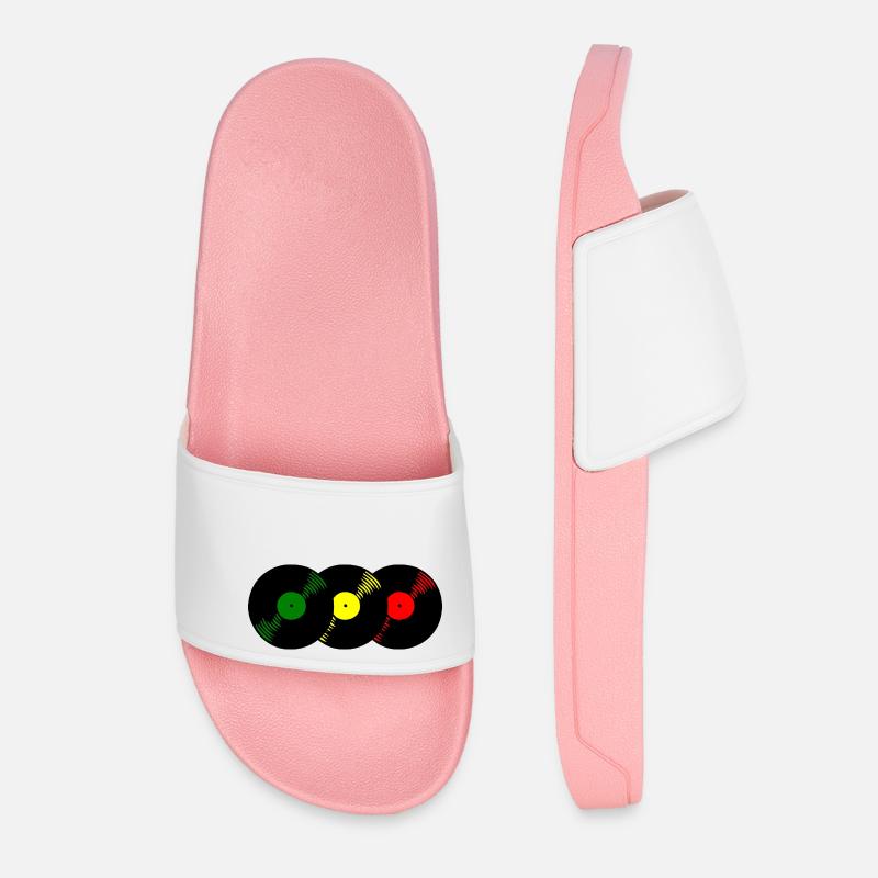 Reggae records - Women’s Pool Sliders - light pink
