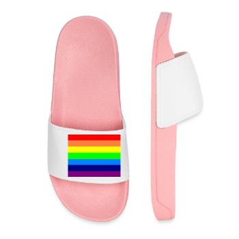 Rainbow Corona LGBT Mouthguard - Women’s Pool Sliders - light pink - Front