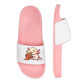 Axolotl Eats Lasagna Comic - Women’s Pool Sliders - light pink - Front