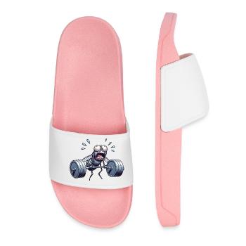 Bow Tie Weightlifting Fitness Insect Workout - Women’s Pool Sliders - light pink - Front