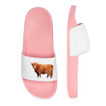Scottish Highland cattle - Women’s Pool Sliders - light pink - Front