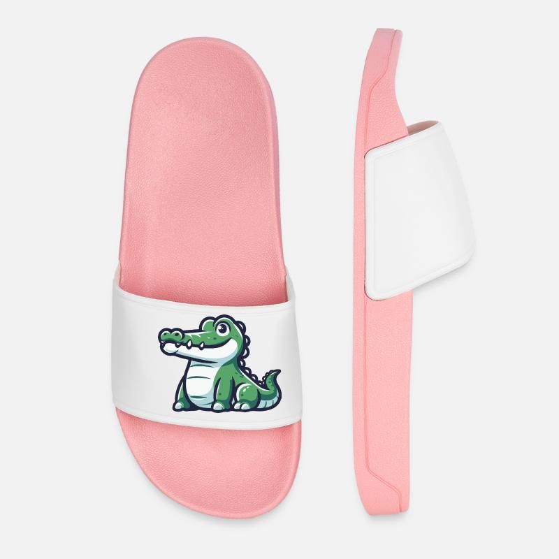 Friendly crocodile from a tropical adventure - Women’s Pool Sliders - light pink