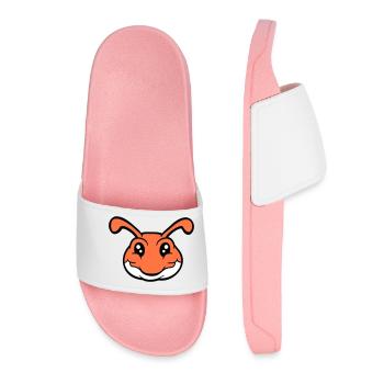 caterpillar smiles sweet cute worm friendly comic - Women’s Pool Sliders - light pink - Front
