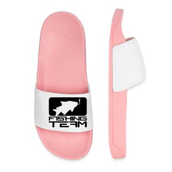 black fishing team sport logo caught fish ang - Women’s Pool Sliders - light pink - Front
