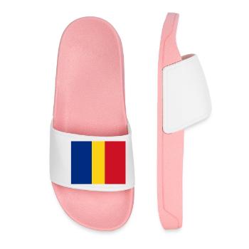 Mask Romania flag - Women’s Pool Sliders - light pink - Front