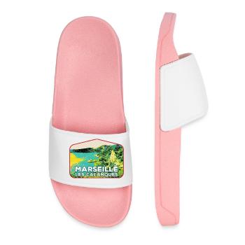 Retro badge, Marseille France Les Calanques - Women’s Pool Sliders - light pink - Front